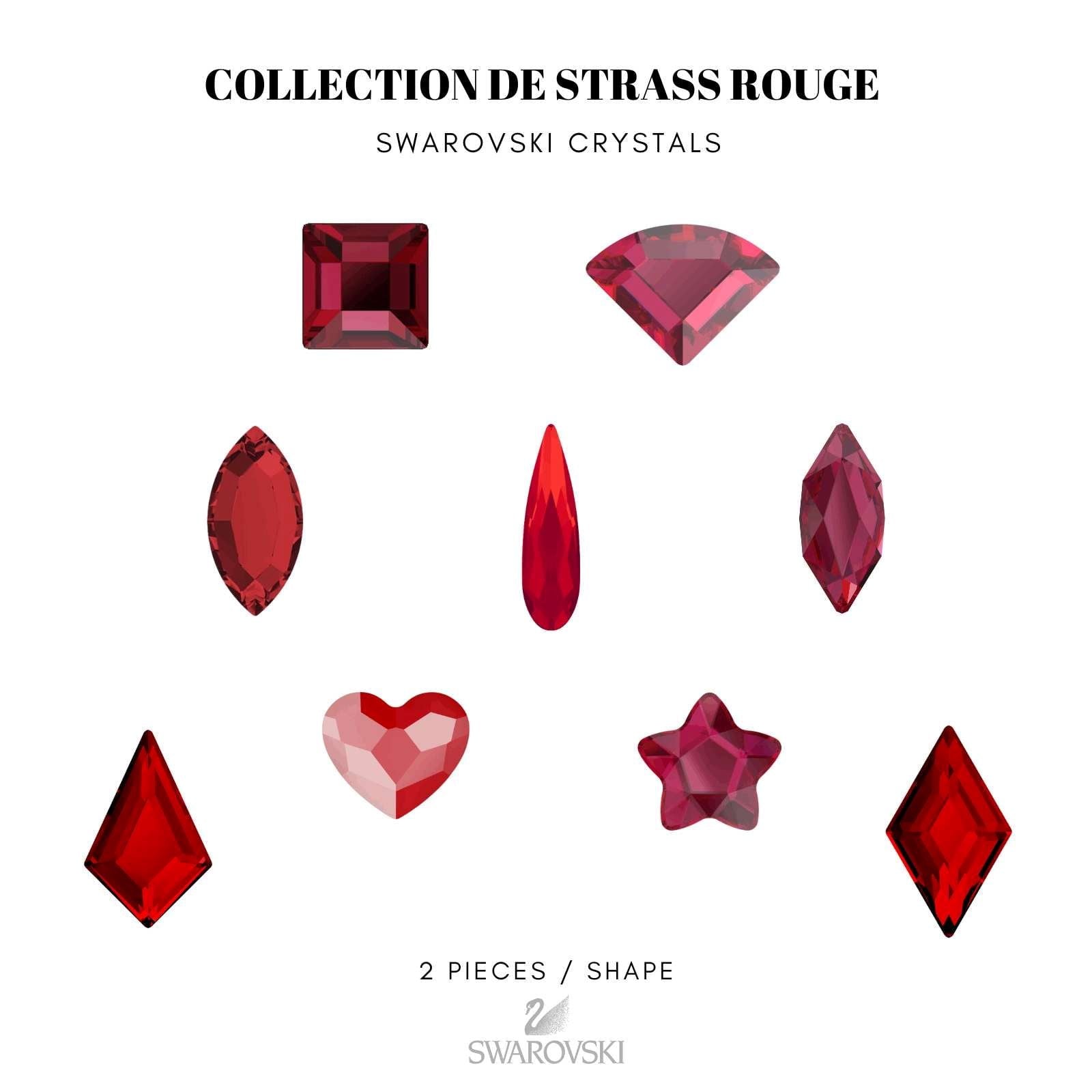 Collection de18  Strass Swarovski de couleur rouge 